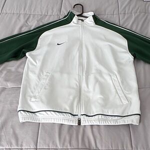 Nike Men's White and Dark Green track jacket